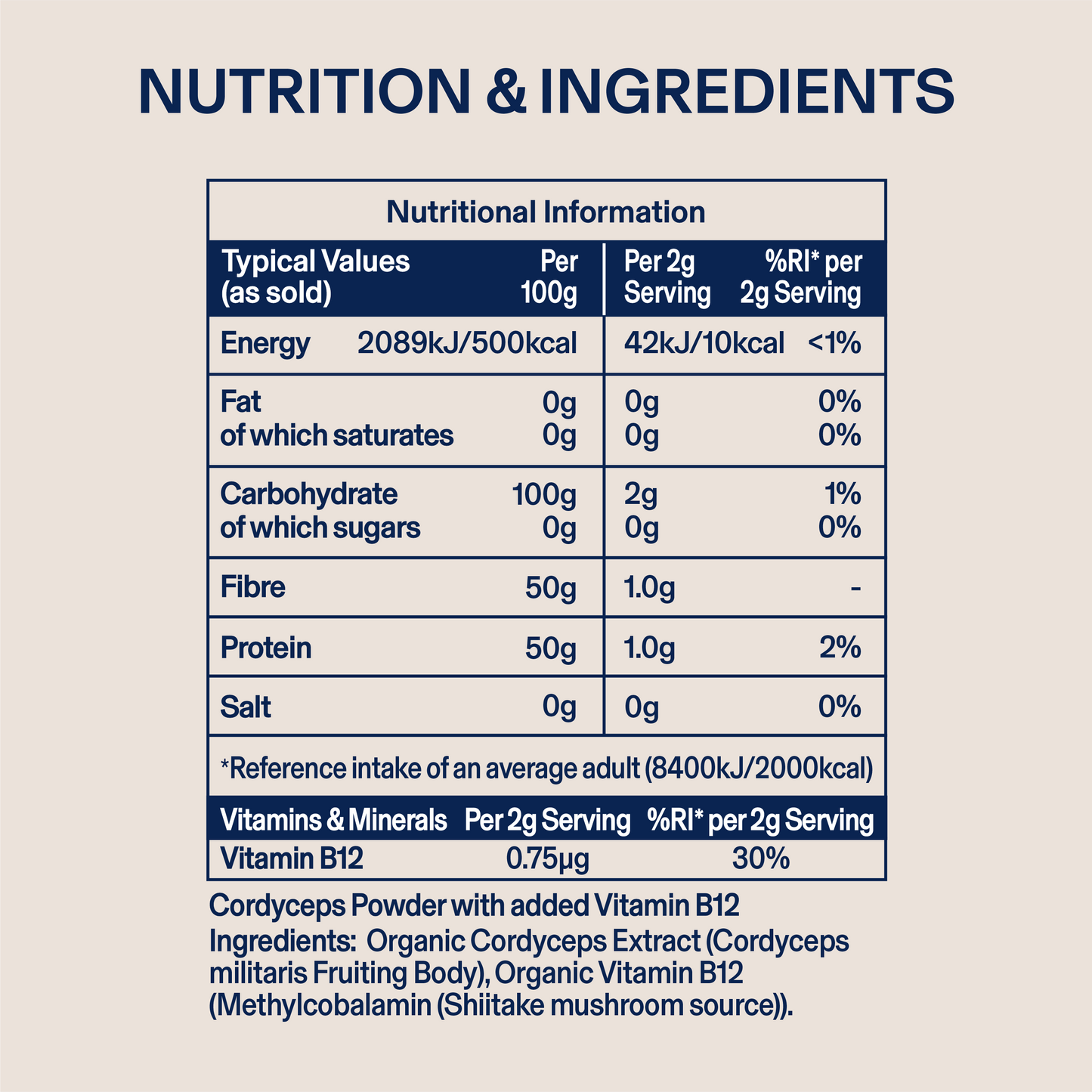 Cordyceps Mushroom Powder - 3 month